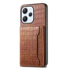 For Xiaomi Redmi 12/Note 12R Crocodile Texture Card Bag Design Full Coverage Phone Case(Brown) - 1