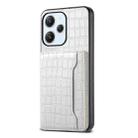 For Xiaomi Redmi 12/Note 12R Crocodile Texture Card Bag Design Full Coverage Phone Case(White) - 1