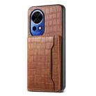For Huawei nova 12 Crocodile Texture Card Bag Design Full Coverage Phone Case(Brown) - 1