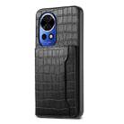 For Huawei nova 12 Crocodile Texture Card Bag Design Full Coverage Phone Case(Black) - 1