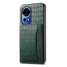 For Huawei nova 12 Crocodile Texture Card Bag Design Full Coverage Phone Case(Green) - 1