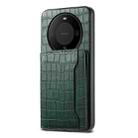 For Huawei Mate 60 Crocodile Texture Card Bag Design Full Coverage Phone Case(Green) - 1