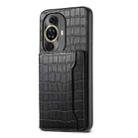 For Huawei nova 11 Crocodile Texture Card Bag Design Full Coverage Phone Case(Black) - 1