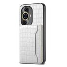 For Huawei nova 11 Crocodile Texture Card Bag Design Full Coverage Phone Case(White) - 1