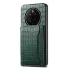 For Huawei Mate 50 Crocodile Texture Card Bag Design Full Coverage Phone Case(Green) - 1