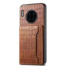 For Huawei Mate 30 Pro Crocodile Texture Card Bag Design Full Coverage Phone Case(Brown) - 1