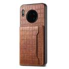 For Huawei Mate 30 Crocodile Texture Card Bag Design Full Coverage Phone Case(Brown) - 1