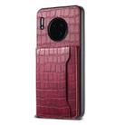 For Huawei Mate 30 Crocodile Texture Card Bag Design Full Coverage Phone Case(Red) - 1