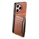 For Huawei Pura 80 5G Crocodile Texture Card Bag Design Full Coverage Phone Case(Brown) - 2