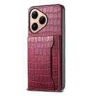 For Huawei Pura 80 5G Crocodile Texture Card Bag Design Full Coverage Phone Case(Red) - 1
