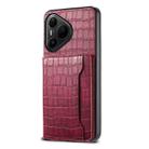For Huawei Pura 80 Pro / 80 Pro+ 5G Crocodile Texture Card Bag Design Full Coverage Phone Case(Red) - 1