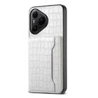 For Huawei Pura 80 Pro / 80 Pro+ 5G Crocodile Texture Card Bag Design Full Coverage Phone Case(White) - 1