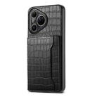 For Huawei Pura 80 Ultra 5G Crocodile Texture Card Bag Design Full Coverage Phone Case(Black) - 1