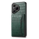For Huawei Pura 80 Ultra 5G Crocodile Texture Card Bag Design Full Coverage Phone Case(Green) - 1