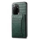 For Honor 100 Pro Crocodile Texture Card Bag Design Full Coverage Phone Case(Green) - 1