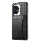 For Honor 100 Crocodile Texture Card Bag Design Full Coverage Phone Case(Black) - 1