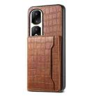 For Honor 90 Pro Crocodile Texture Card Bag Design Full Coverage Phone Case(Brown) - 1