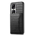 For Honor 90 Pro Crocodile Texture Card Bag Design Full Coverage Phone Case(Black) - 1