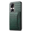 For Honor 90 Pro Crocodile Texture Card Bag Design Full Coverage Phone Case(Green) - 1