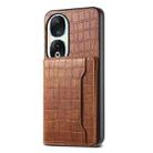 For Honor 90 Crocodile Texture Card Bag Design Full Coverage Phone Case(Brown) - 1