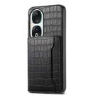 For Honor 90 Crocodile Texture Card Bag Design Full Coverage Phone Case(Black) - 1