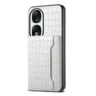 For Honor 90 Crocodile Texture Card Bag Design Full Coverage Phone Case(White) - 1