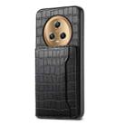 For Honor Magic5 Crocodile Texture Card Bag Design Full Coverage Phone Case(Black) - 1