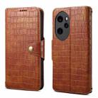 For Honor 100 Pro Denior Crocodile Texture Oil Edge Leather Phone Case(Brown) - 1