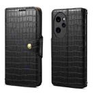 For Honor 100 Pro Denior Crocodile Texture Oil Edge Leather Phone Case(Black) - 1