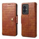 For Honor 100 Denior Crocodile Texture Oil Edge Leather Phone Case(Brown) - 1