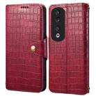 For Honor 90 Pro Denior Crocodile Texture Oil Edge Leather Phone Case(Rose Red) - 1