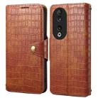 For Honor 90 Denior Crocodile Texture Oil Edge Leather Phone Case(Brown) - 1