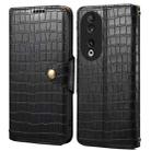 For Honor 90 Denior Crocodile Texture Oil Edge Leather Phone Case(Black) - 1