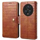 For Honor Magic5 Pro Denior Crocodile Texture Oil Edge Leather Phone Case(Brown) - 1