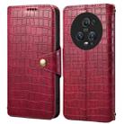 For Honor Magic5 Pro Denior Crocodile Texture Oil Edge Leather Phone Case(Rose Red) - 1