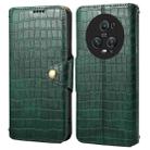 For Honor Magic5 Pro Denior Crocodile Texture Oil Edge Leather Phone Case(Green) - 1