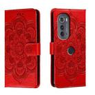 For Motorola Edge 2022 Sun Mandala Embossing Pattern Phone Leather Case(Red) - 1