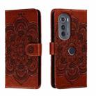 For Motorola Edge 2022 Sun Mandala Embossing Pattern Phone Leather Case(Brown) - 1