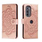 For Motorola Edge 2022 Sun Mandala Embossing Pattern Phone Leather Case(Rose Gold) - 1