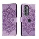 For Motorola Edge 2022 Sun Mandala Embossing Pattern Phone Leather Case(Purple) - 1