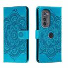 For Motorola Edge 2022 Sun Mandala Embossing Pattern Phone Leather Case(Blue) - 1