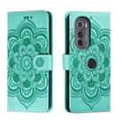 For Motorola Edge 2022 Sun Mandala Embossing Pattern Phone Leather Case(Green) - 1