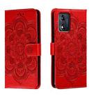 For Motorola Moto E13 Sun Mandala Embossing Pattern Phone Leather Case(Red) - 1