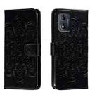 For Motorola Moto E13 Sun Mandala Embossing Pattern Phone Leather Case(Black) - 1