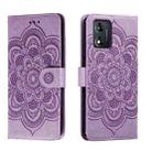 For Motorola Moto E13 Sun Mandala Embossing Pattern Phone Leather Case(Purple) - 1