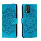 For Motorola Moto E13 Sun Mandala Embossing Pattern Phone Leather Case(Blue) - 1