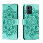 For Motorola Moto E13 Sun Mandala Embossing Pattern Phone Leather Case(Green) - 1