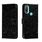 For Motorola Moto E20 Sun Mandala Embossing Pattern Phone Leather Case(Black) - 1