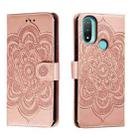 For Motorola Moto E20 Sun Mandala Embossing Pattern Phone Leather Case(Rose Gold) - 1