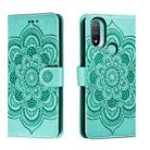 For Motorola Moto E20 Sun Mandala Embossing Pattern Phone Leather Case(Green) - 1